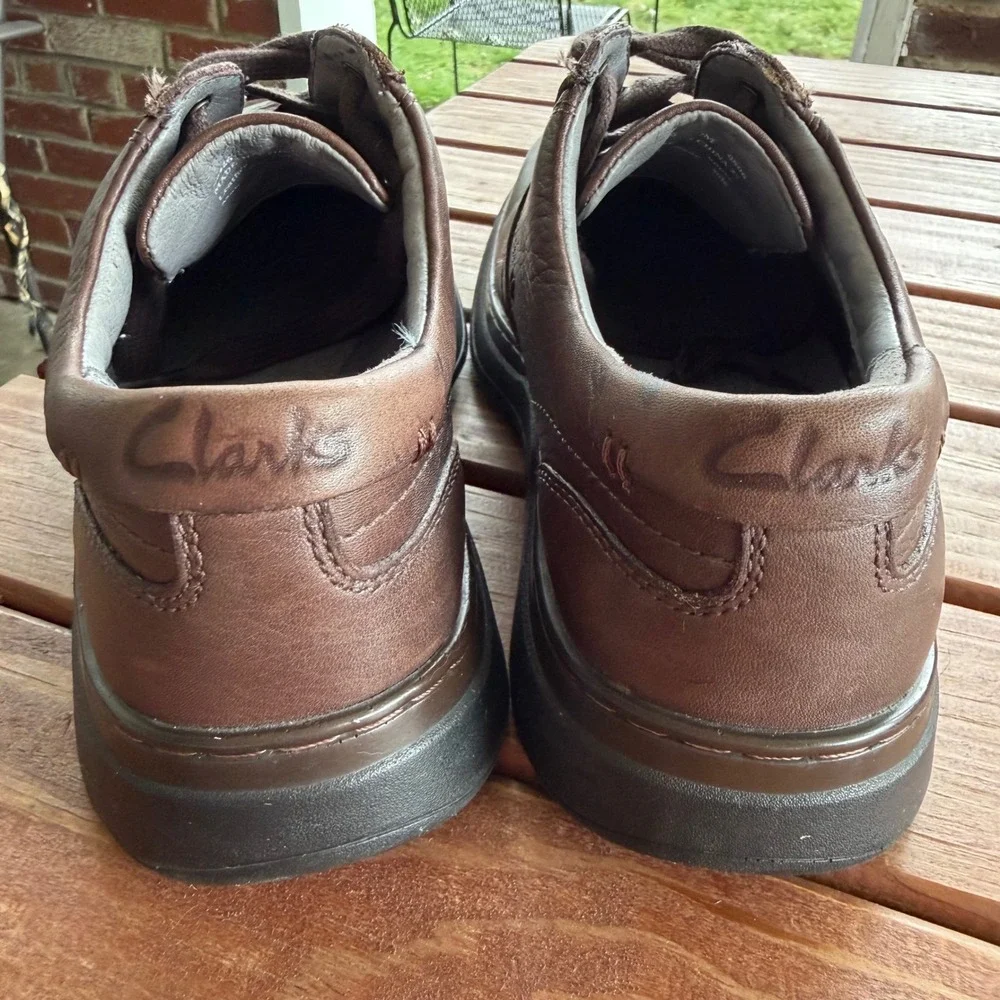 Clarks Unstructured UnSheridan Mens Brown Leather Square Toe Oxford Shoes 9M